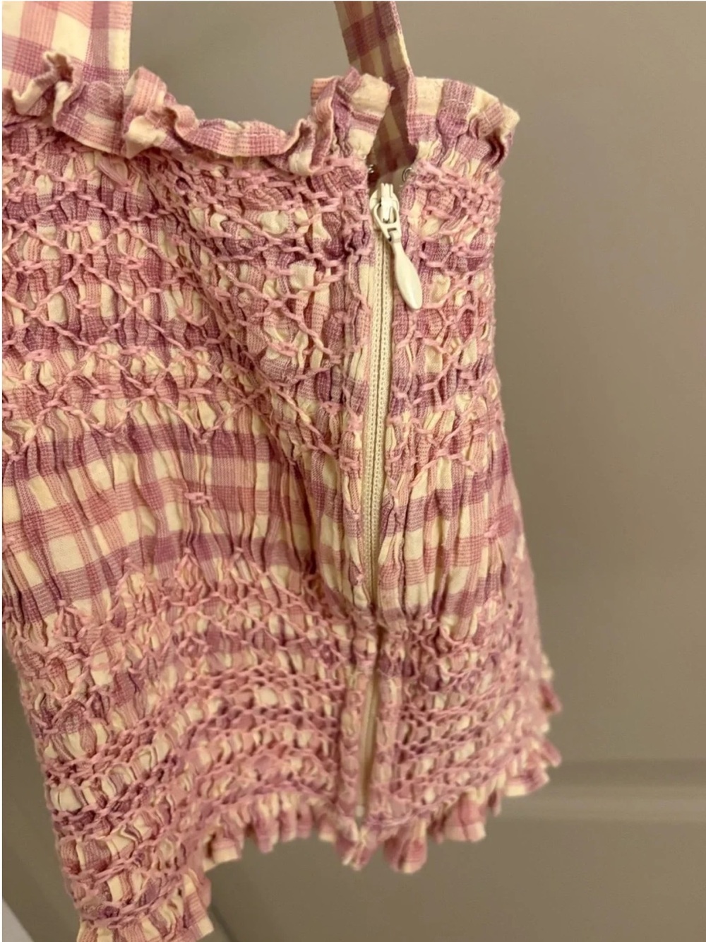 👒Sezane Elota Top and Sakura Skirt Set Pink Gingham Smocked Top and skirt - Picture 6 of 16